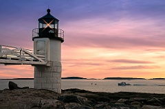 Marshall Point Light Guides Fishing Boat Home at Sunset